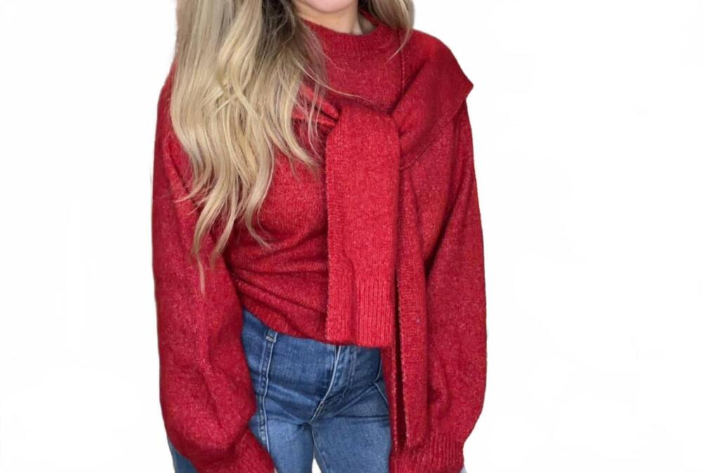 NEW SOFIE THE LABEL beau shoulder ties sweater in one color